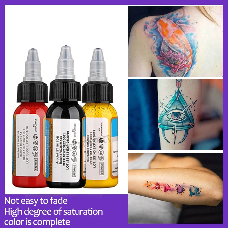 

30mlTattoo чернила пигмент боди арт тату наборы Профессиональная Красота краски макияж тату принадлежности полуперманентные чернила для брове...