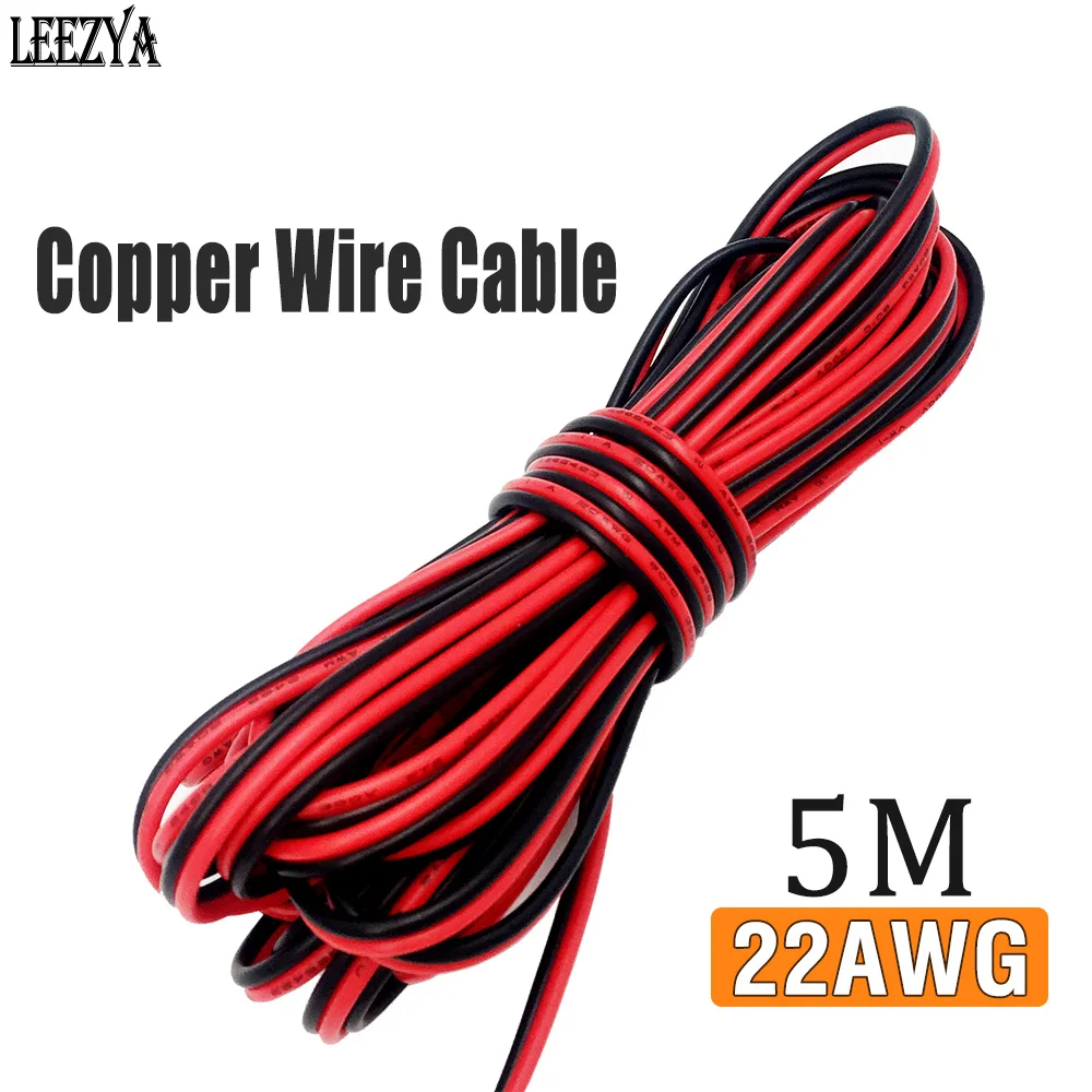 

5 м медный проводной кабель 2Pin разъем 22AWG RGB удлинитель Электрический 3528 5050 Автомобильная светодиодная лента лампы солнечная панель оптовая ...