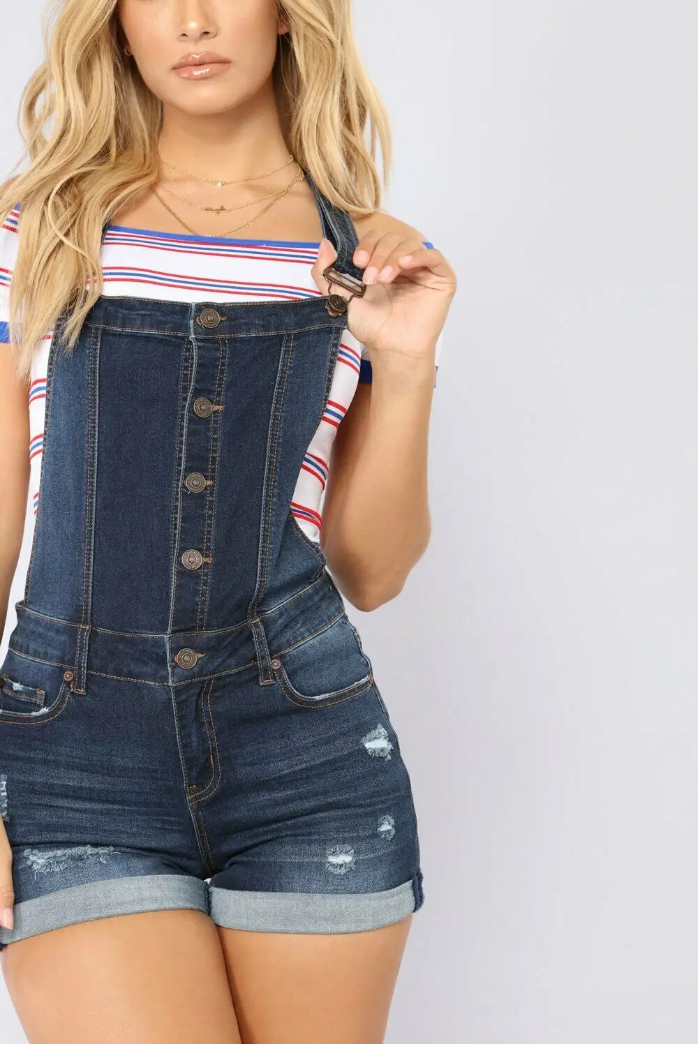 Комбинезон женский джинсовый с прострочкой Модный облегающий комбинезон