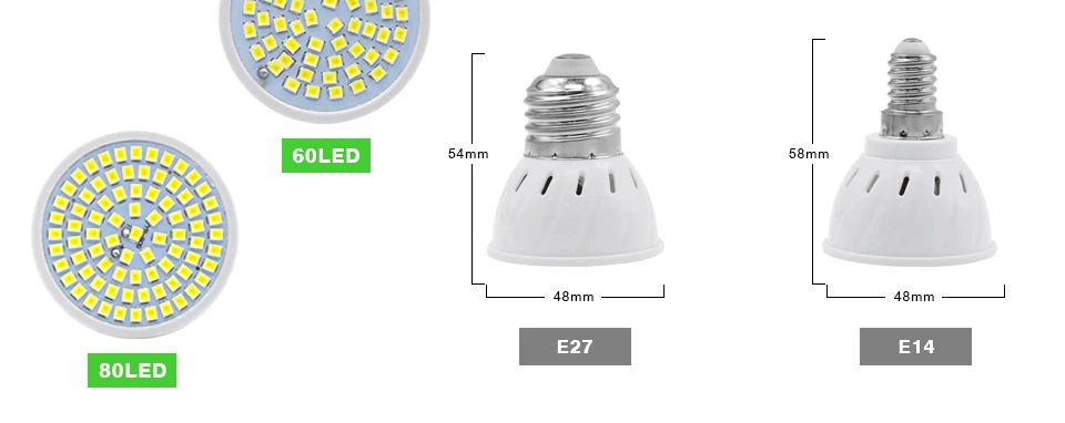 Lampara светодиодный Лампа 220V E27 E14 GU10 MR16 светодиодный точечная лампа прожектор Bombilla SMD2835 48 60 80 Светодиодный прожектор для дома для украшения лампа