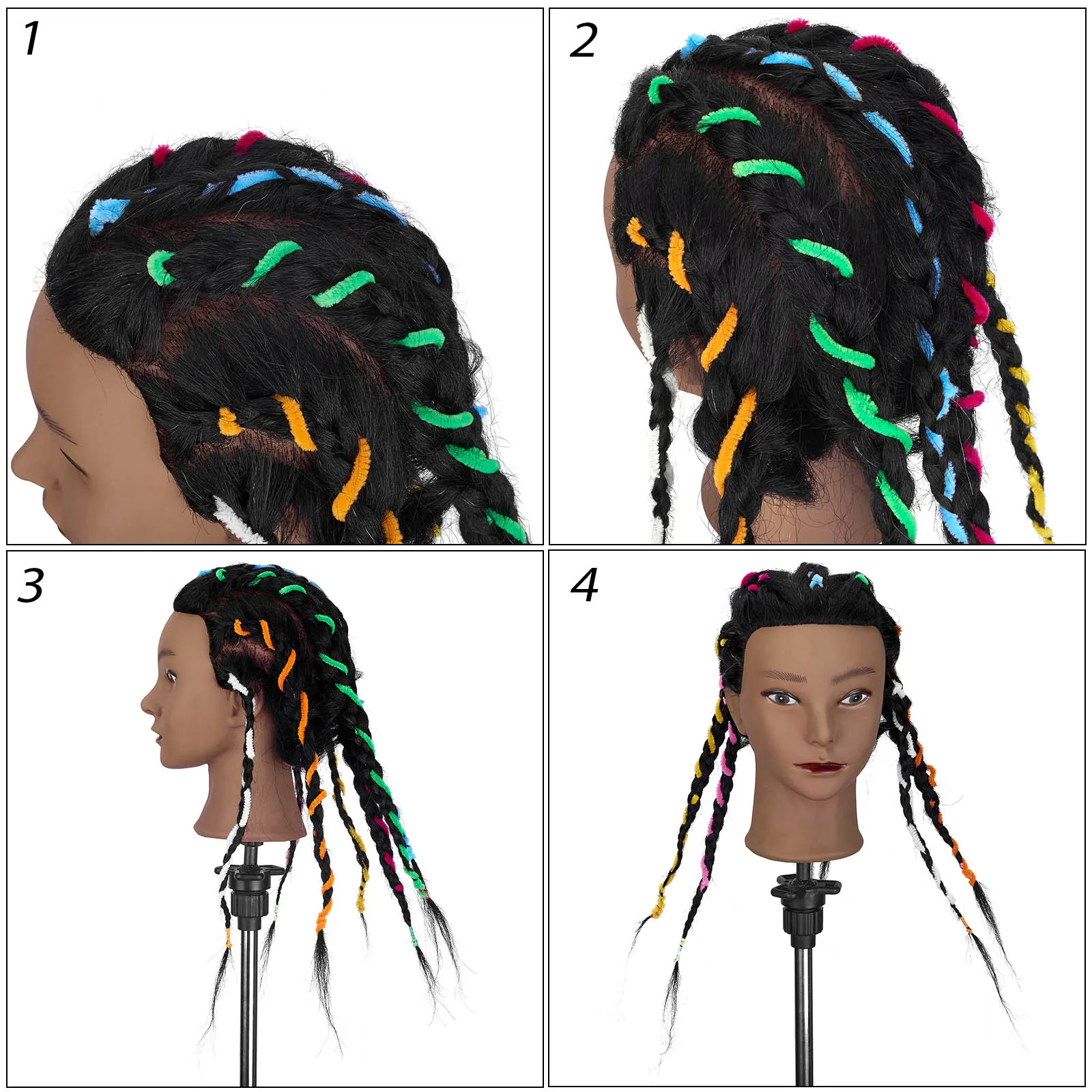 100% голова манекена из натуральных африканских волос и регулируемая подставка