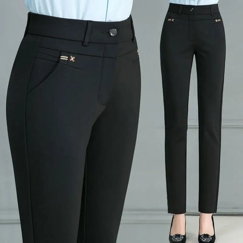 Женские весенне-осенние повседневные тянущиеся обтягивающие брюки-карандаш с