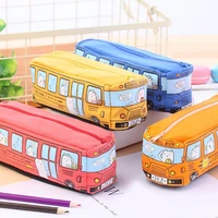 durable creative cartoon animal bus pencil case unisex canvas pen bag stationery