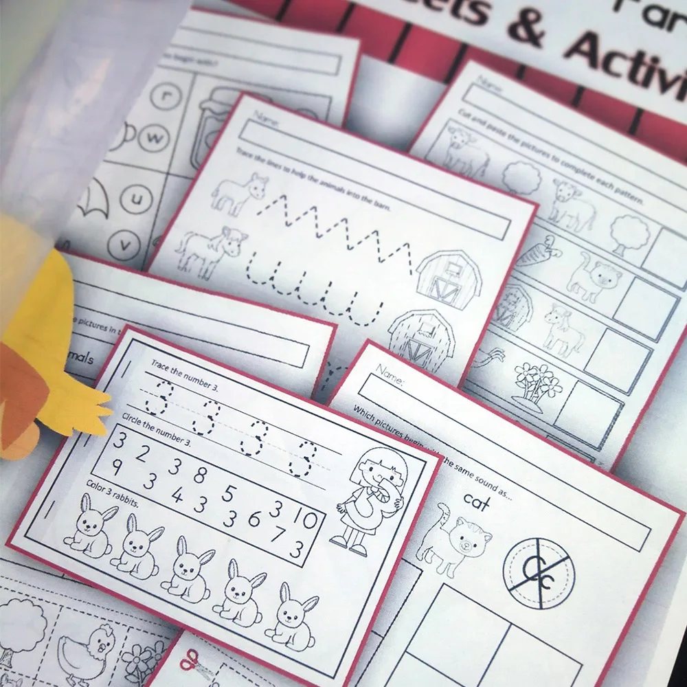 92 шт. ферма тема Забавный детский сад английская книга для занятий алфавитом