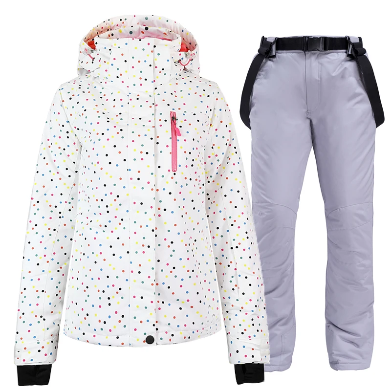 Белый и черный костюм со снежинками женский летний ветровка лыжный уличное