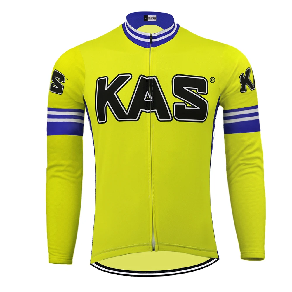 

Желтая велосипедная кофта KAS с длинными рукавами, зимняя флисовая и весенняя велосипедная одежда без флиса, Джерси, велосипедная одежда, оде...