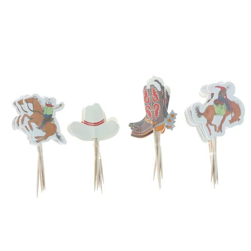 24 шт х Западного ковбоя кекс фигурки жениха и невесты День рождения Детское