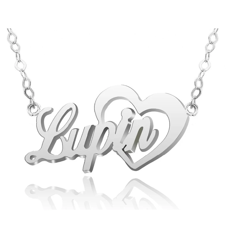 

Custom Personalized Name Heart Necklace Sterling Silver Pendent Heart Shape Charm Custom Jewelry Christmas Mother's Gift