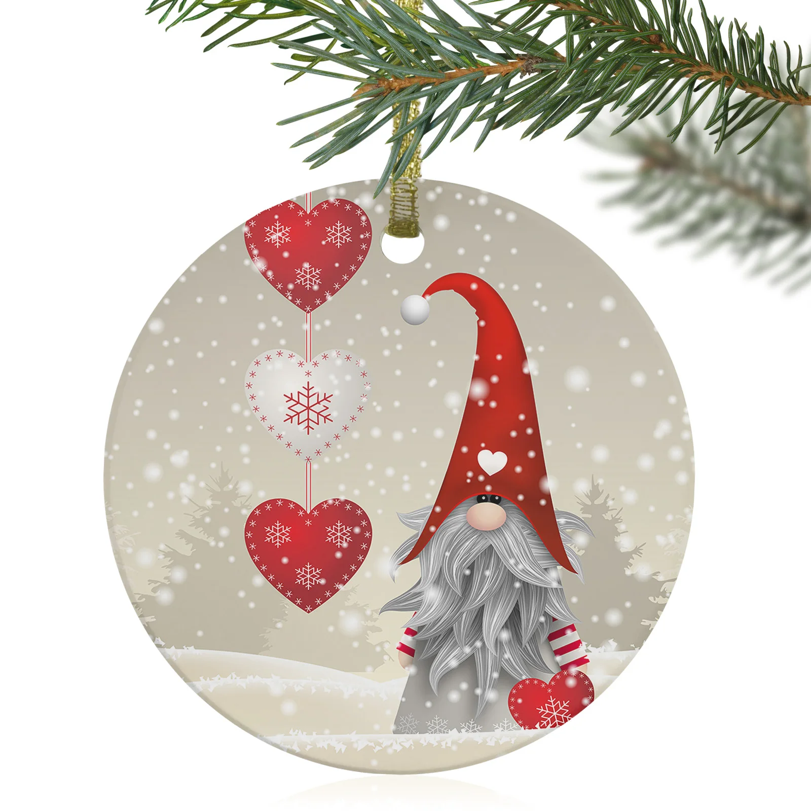 

Рождественский гном, снежинка, любовь, сердце, рождественские подвесные украшения, дерево, Керамическая подвеска, рождественский подарок д...