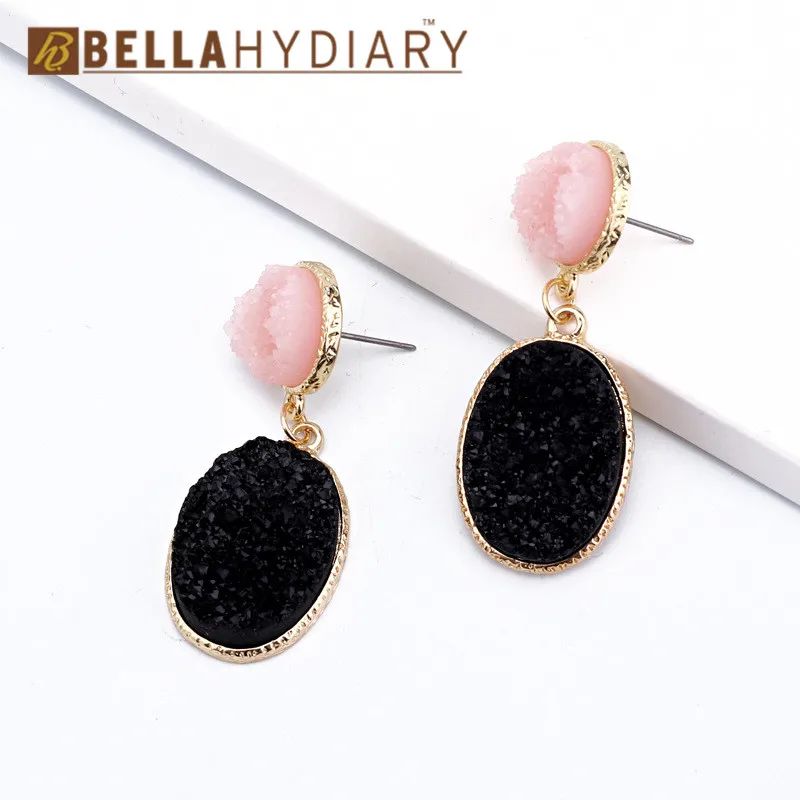 Bijoux необычные серьги из смолы Druzy, большие геометрические Висячие серьги для женщин, ювелирное изделие, массивные серьги Mujer Moda Ohrringe