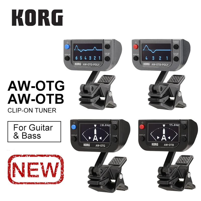 Гитарный тюнер Korg AWOTG AWOTB Полифонический с зажимом для гитары и басов 1 центный