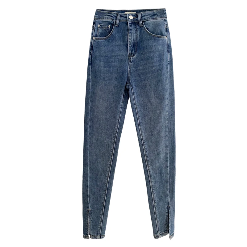 

Crescent City Retro High Waist Slit Jeans Women's Spring 2021 Korean Style Slim Fit Slimming Student Tappered Pencil Pants