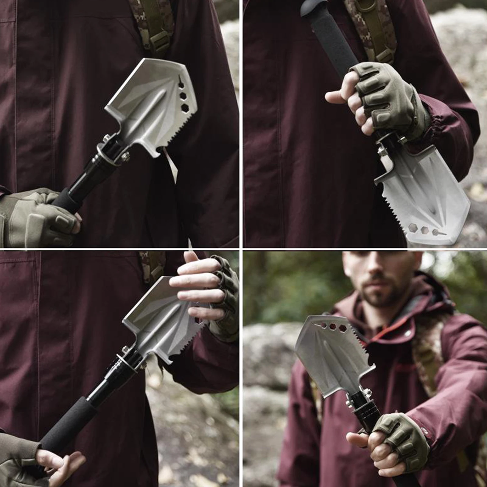 

Portable Folded Shovel Lightweight Lengthen Chipping Cutting Camping Tools