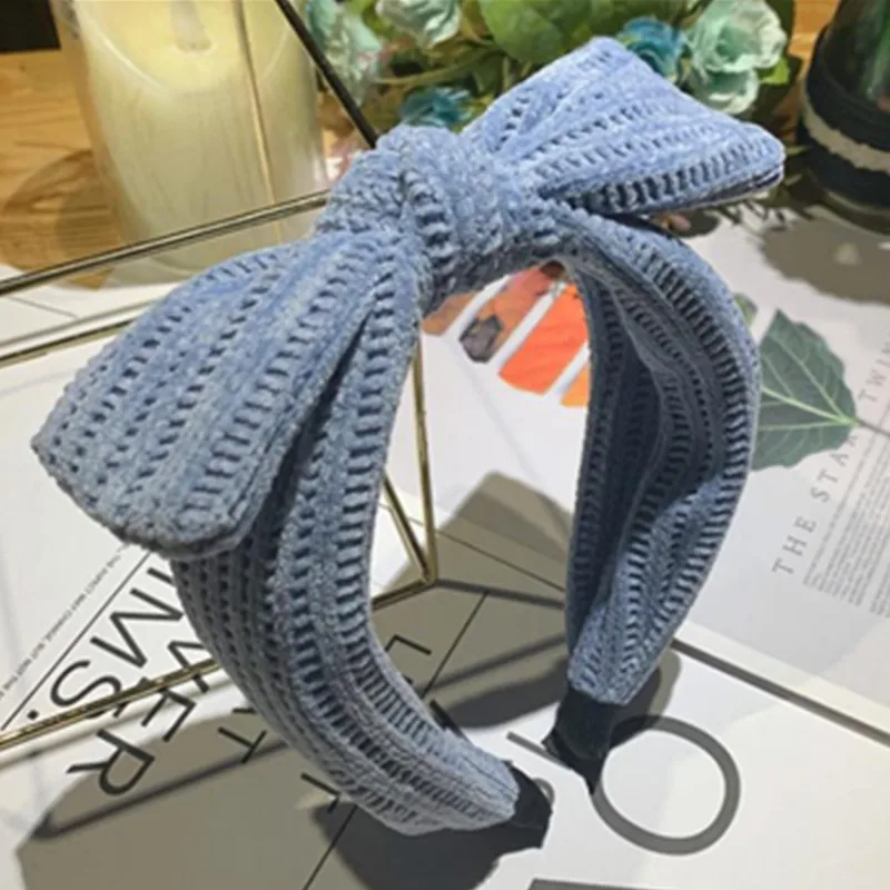 

Warm Cotton Bowknot Hairbands for Women Winter Hair Accessories Solid Headbands Big Bow Knotted Adults Face Wash Head Band