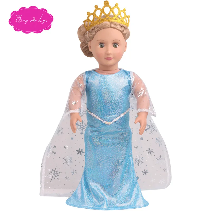 18 дюймов с круглым вырезом для девочек платье маленьких Голубое Американский