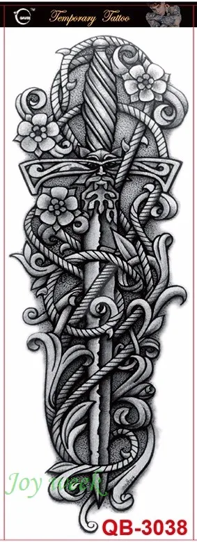 Водостойкая Временная тату наклейка на всю руку большой размер наклейки кинжал