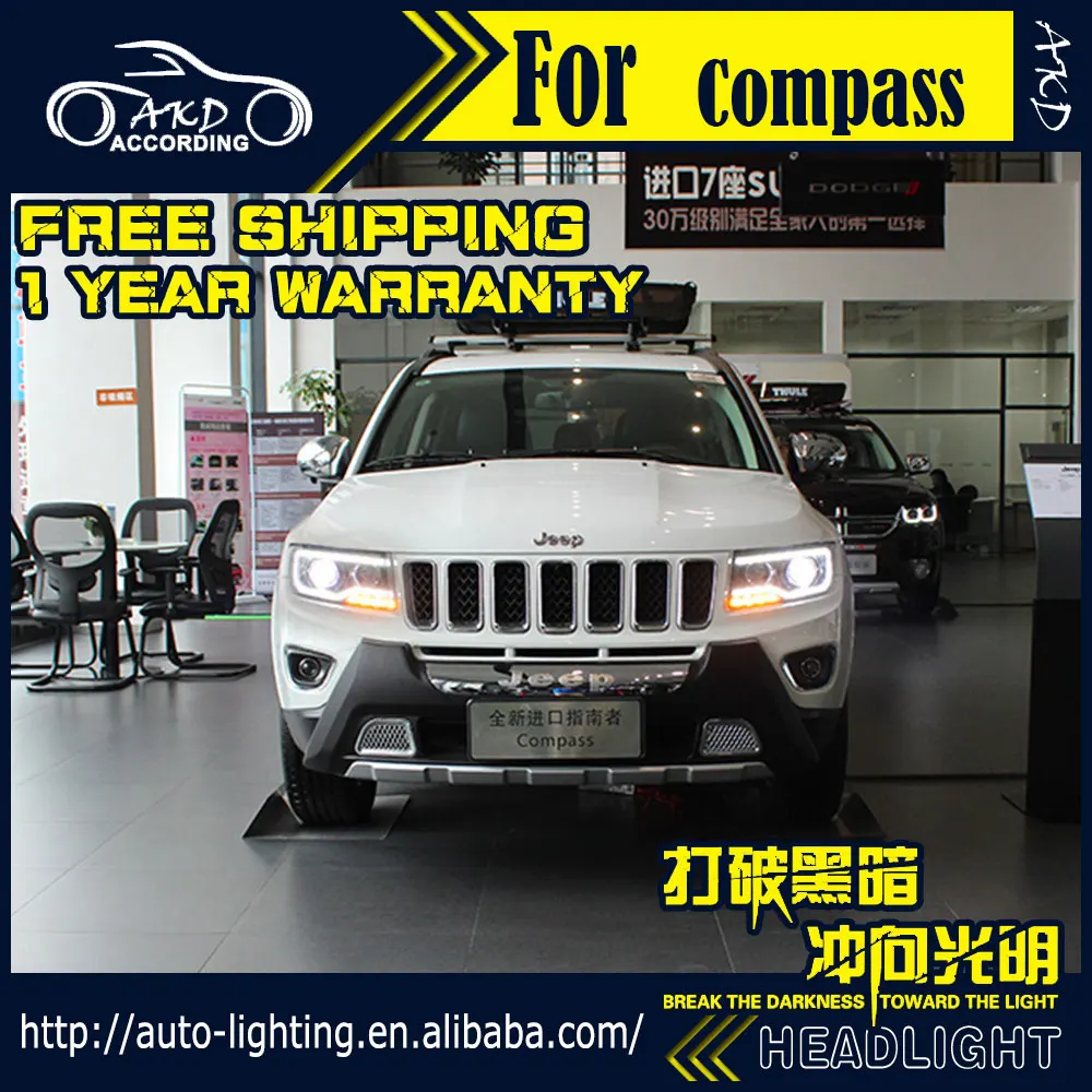 AKD автостайлинг фара в сборе для Jeep Compass фары 2012 2016 светодиодная Grand Cherokee DRL