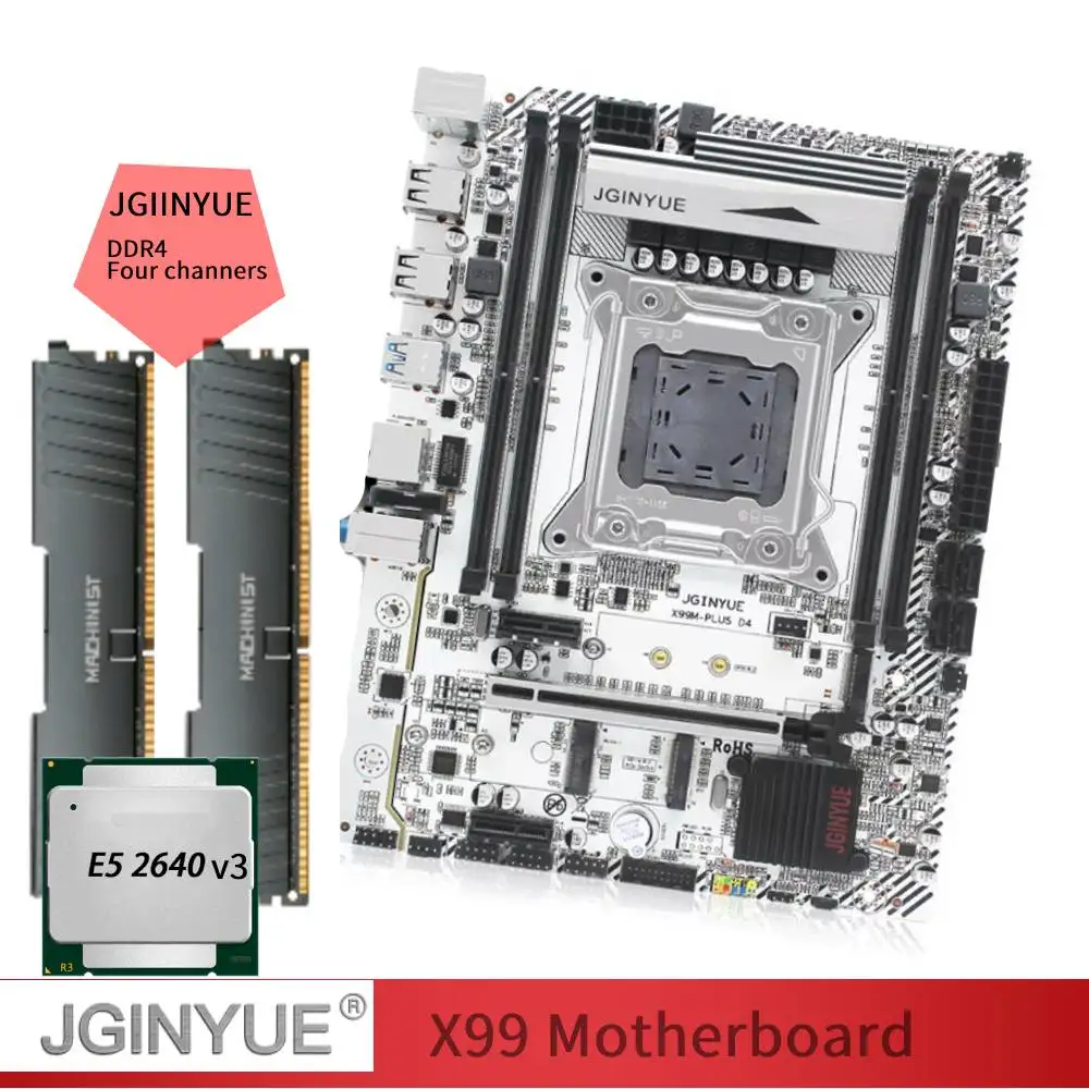 

JGINYUE X99 LGA2011-3 Motherboard Suppprt PCI-e Combo DDR4 16GB 2x8G RAM Memory Intel Xeon E5 4620 V3 CPUs Kit Set X99M PLUS D4