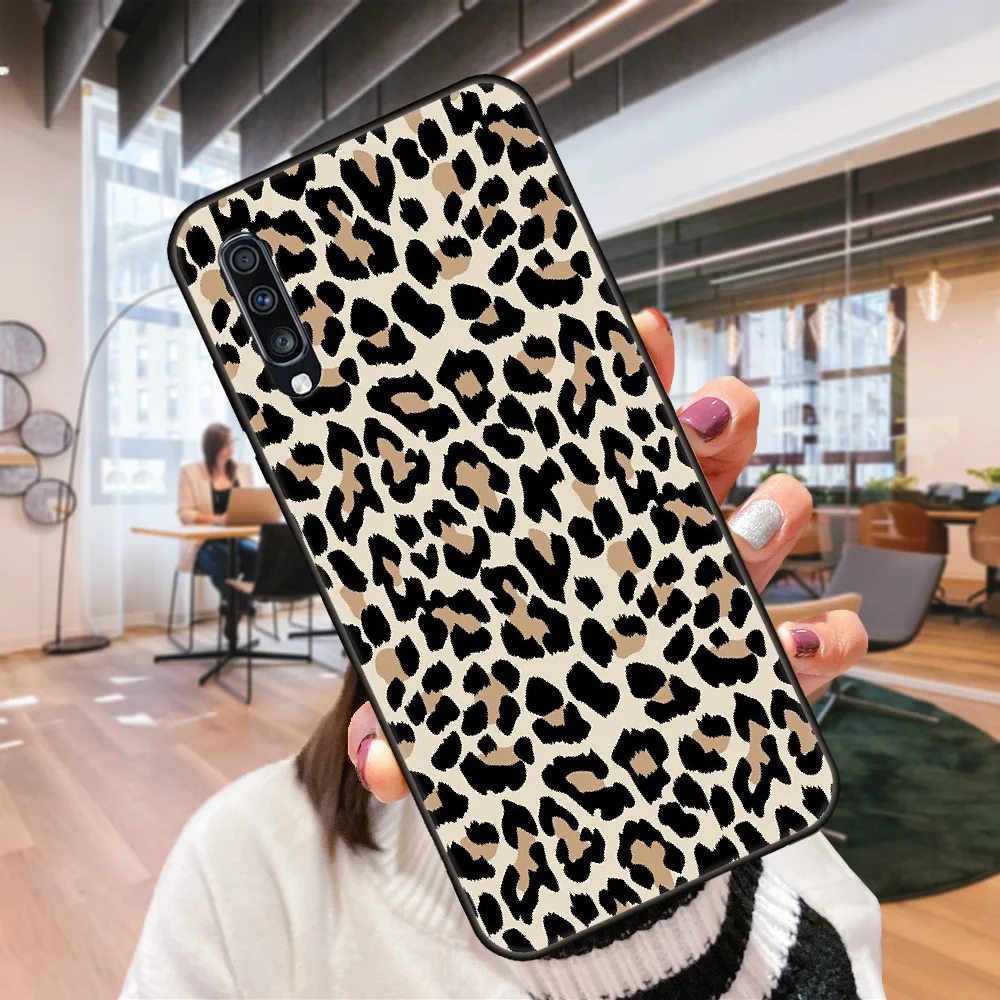 Phone Case For Samsung Galaxy A 50 51 71 70 7 5 10 20 30 40 41 21 S E Black Cover Hoesjes Tpu Funda Luxury Leopard pattern | Мобильные