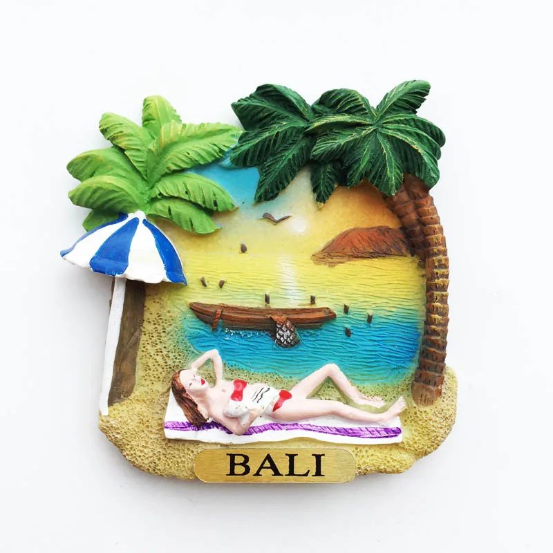 

QIQIPP Creative Magnetic Fridge Magnet Bali Beach Leisure Three-dimensional Painted Tourism Memorial Decoration