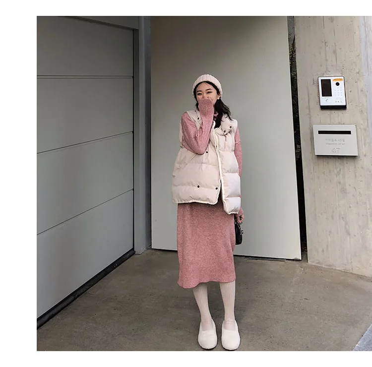 Turtleneck Cashmere Knitted Sweater Dress Women Autumn Spring Noodles Elastic Long Sleeve thick Pullover Winter Dress