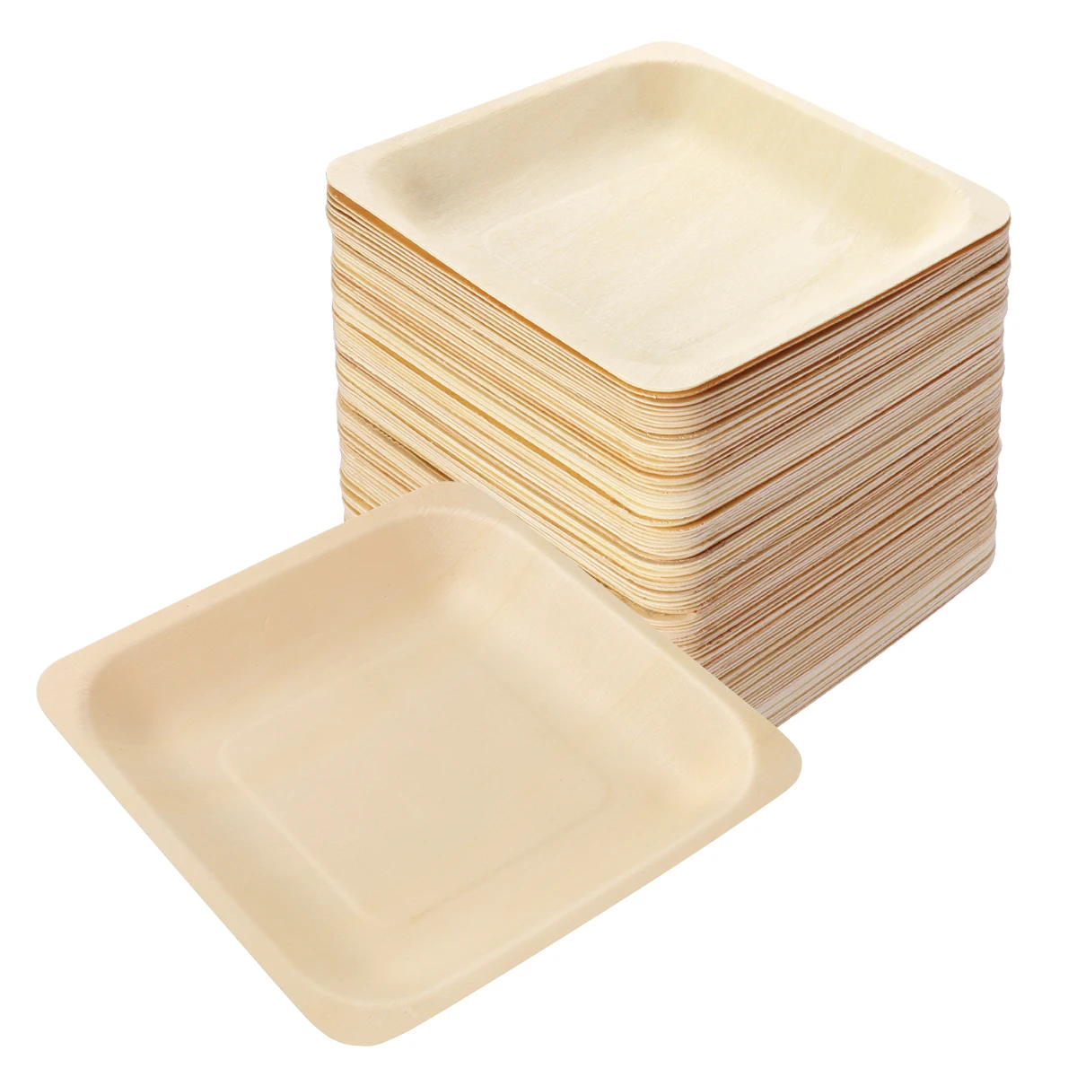 

ROSENICE 100pcs Square Disposable Wooden Plate Party Plates Tableware for Wedding Restaurant Picnic Birthday 140x140mm A50