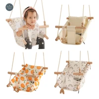 3 colors baby swing chair canvas hanging wood children baby deck chair safety baby bouncer outside indoor swing chair toy gift