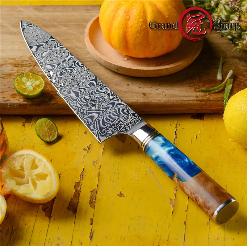 Нож шеф-повара Grandsharp 7 5 дюймов 110 слоев Дамасские кухонные ножи кухонная посуда из
