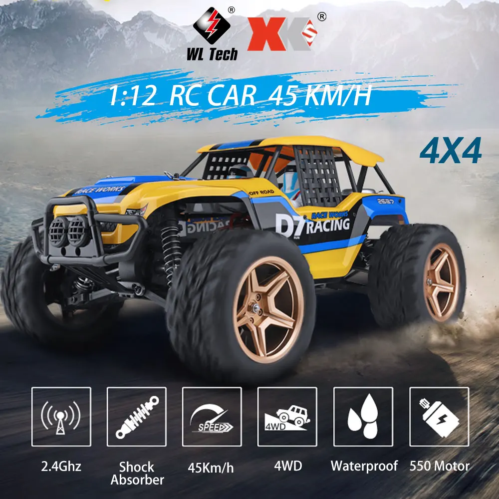 2 4 GHz 4WD Wltoys XK 12402 A D7 1/12 RC автомобиль 550 мотор 45 км/ч пустынный багги Rock Racing Crawler Truck