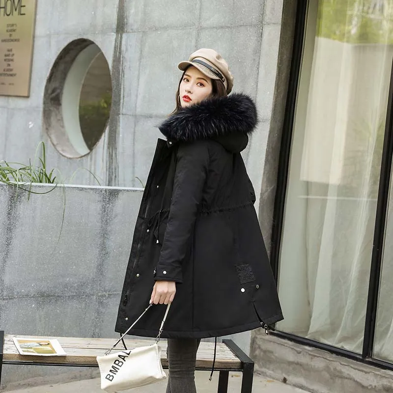 Женская парка с капюшоном теплая длинная мехом большие размеры зима 2019 | одежда
