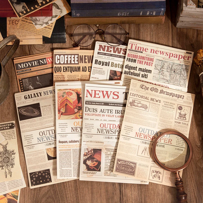 

Yoofun 6pcs/pack Vintage Daily Newspaper Decorative Material Paper for Collage Jungle Scrapbooking Journals Gift Package Paper