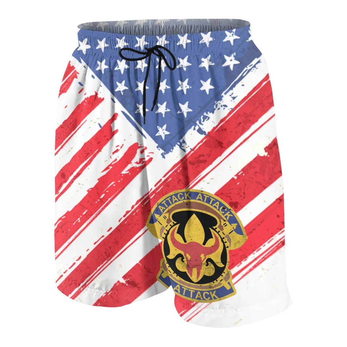 

US Army Retro 34th Red Bull Infantry Division New Summer Young Shorts Beach Sports Fitness Workout Breathable Mesh Sportswear