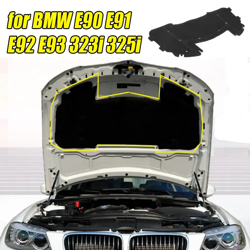 

Car Hood Engine Sound Insulation Pad Cotton For BMW E90 E91 E92 E93 323i 325i 51487059260 With Rivet Core Black 126.5 x 64.5cm
