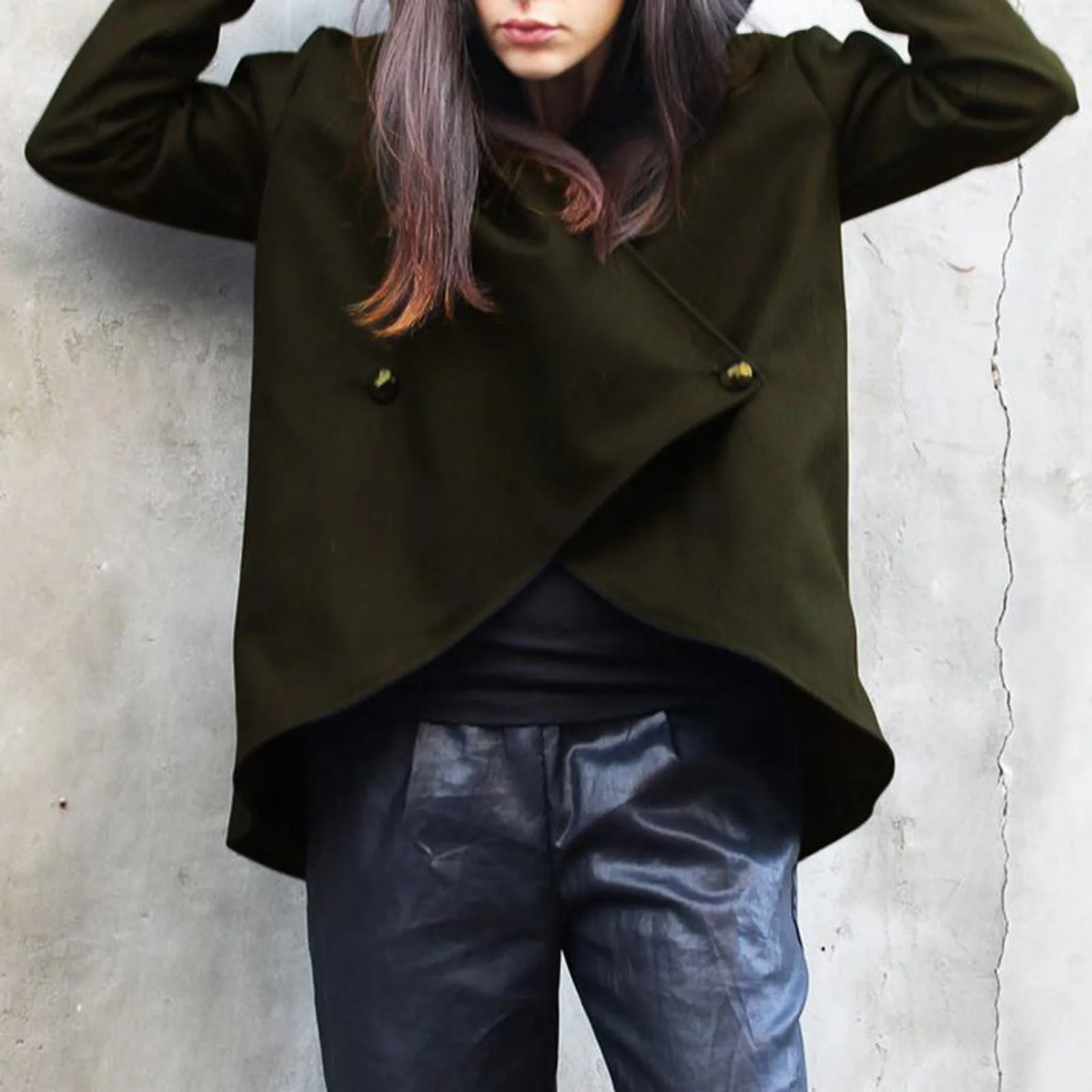 

Hoddie For Women Loose Solid Color Tie Buckle Irregular Large Size Hooded Sweatshirt Plus Size Top Femme