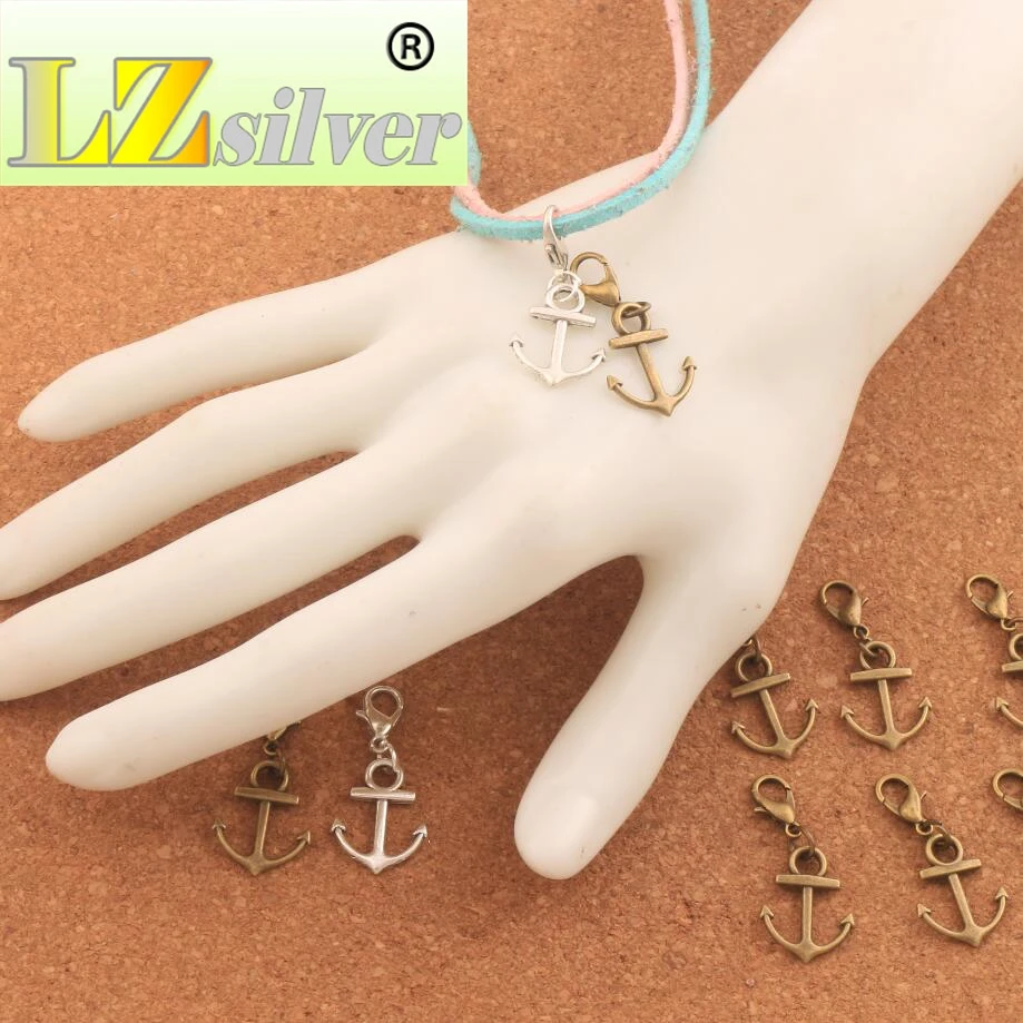 Anchor Charms Clasp European Lobster Trigger Clip On Charm Beads 14.5x32mm 150pcs Zinc Alloy C143