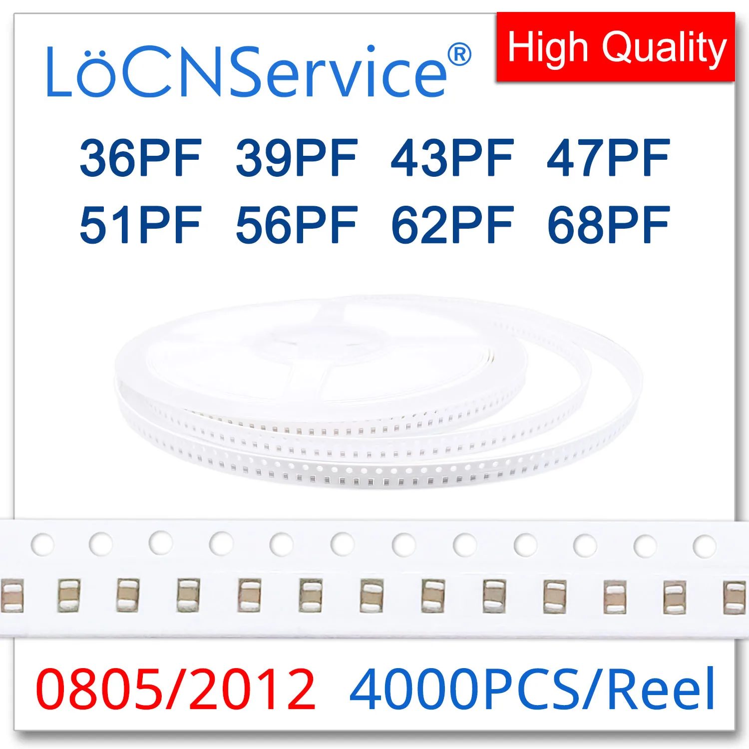 LoCNService SMD конденсаторы 4000 шт. 0805 COG/NPO RoHS 50 в 2012 36PF 39PF 43PF 47PF 51PF 56PF 62PF 68PF высокое качество