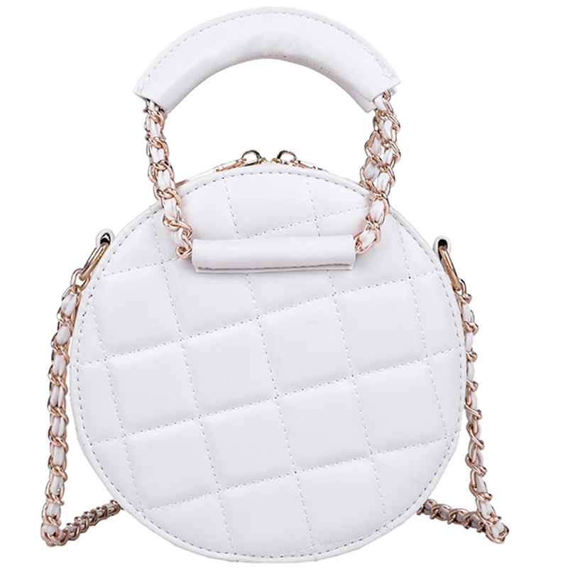 

Lattice Round Cute Tote Bag 2020 Fashion New High-quality PU Leather Women's Designer Handbag Chain Shoulder Messenger Bag Sac