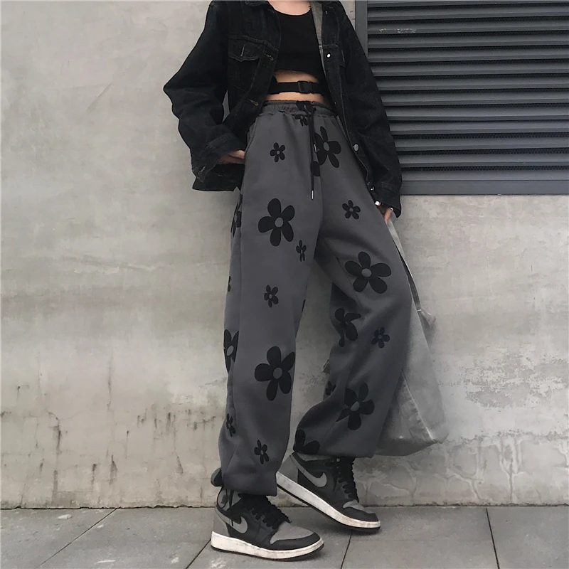 

Soft And Comfortable Thickening Plus Velvet Female Pants Trend Flower Printing Women'S Pants Casual Pants Plus Size Pants Women