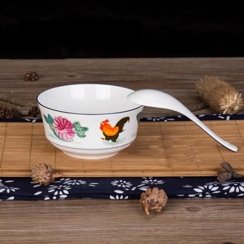 Винтажная китайская миска из костяного фарфора для пениса и риса керамические