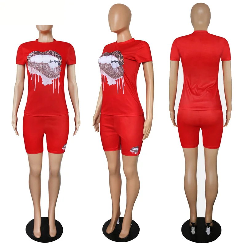 

Plus Size Sweat Suits Summer Two Piece Set Top and Pants Tracksuit Women Biker Shorts Loungewear Set Wholesale Dropshipping