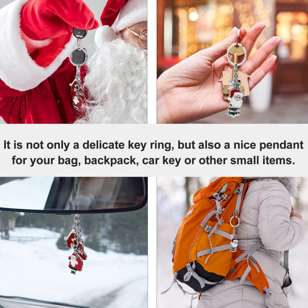 

2Pcs Colorful Christmas Keychain Key Ring Cartoon Xmas Keychain Pendants