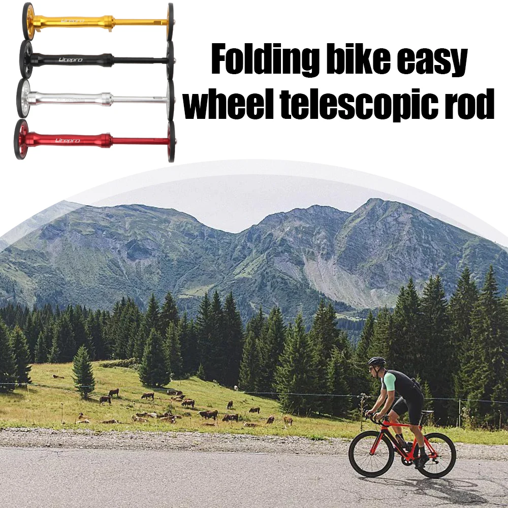 

2pcs Litepro Easy Wheel Extension Rod Outdoor Sports Folding Bike Easy Wheel Telescopic Rod for Brompton Accessories