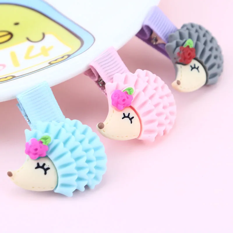 

2pc Cheap Cartoon Animal Hot Sale Animal Cartoon Hedgehog Plastic Resin Baby Girl Hairpins