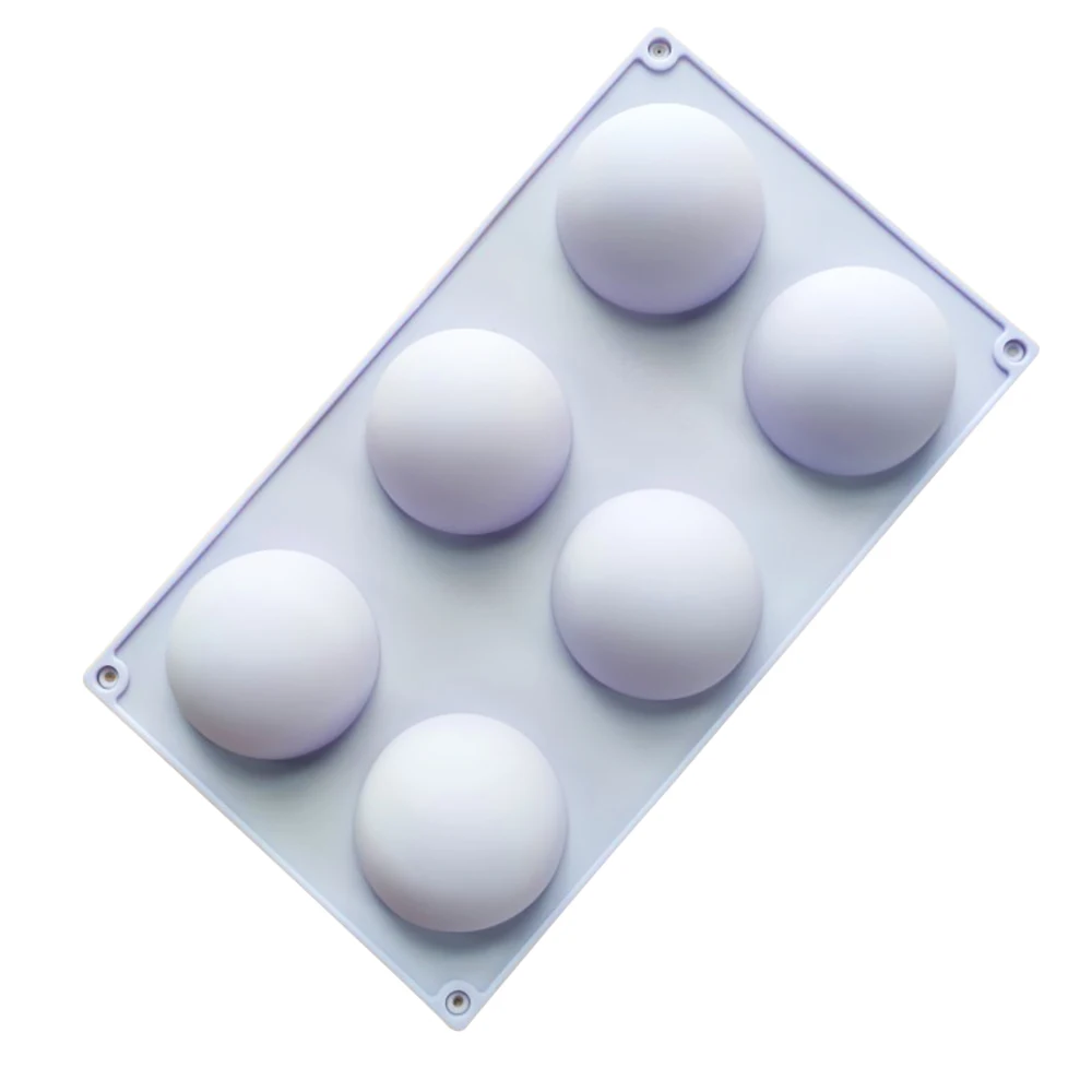 

1 Pc 6 Holes Half Sphere Silicone Mold For Cake Jelly Pudding Round Shape Dome Mousse Hot Chocolate Cake Mold Dome Kitchen Tools