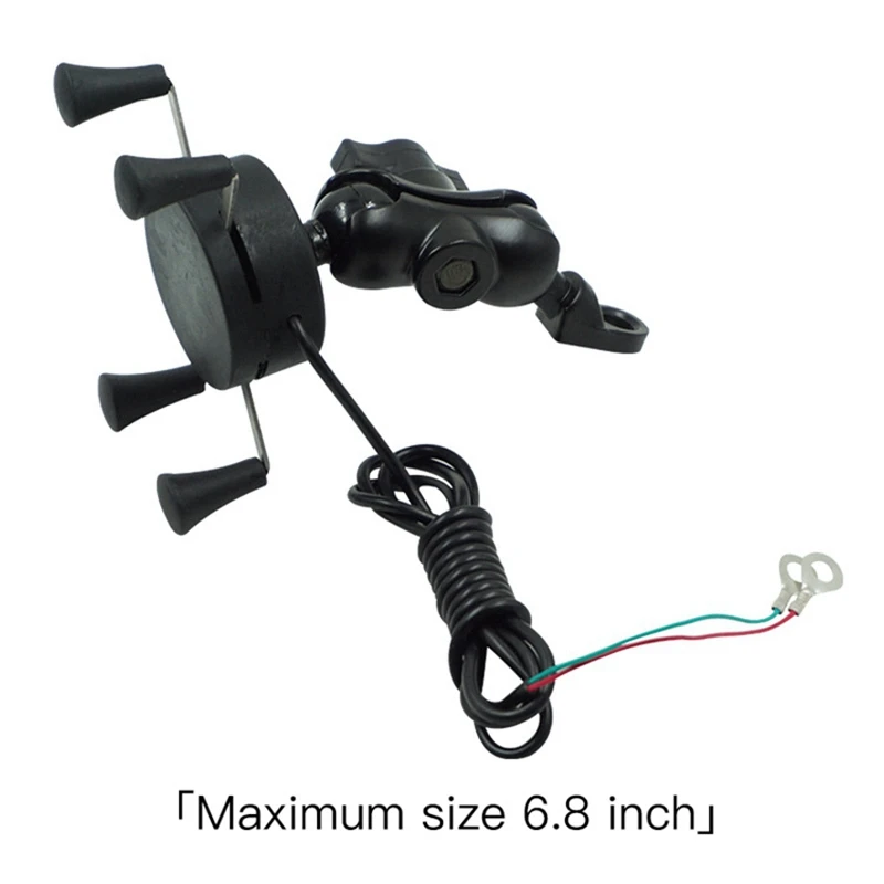 

Motorcycle Phone Mount Cell Holder 360 Degree Adjustable Handlebar Wireless Charger Phone Holder with USB Charger Socket