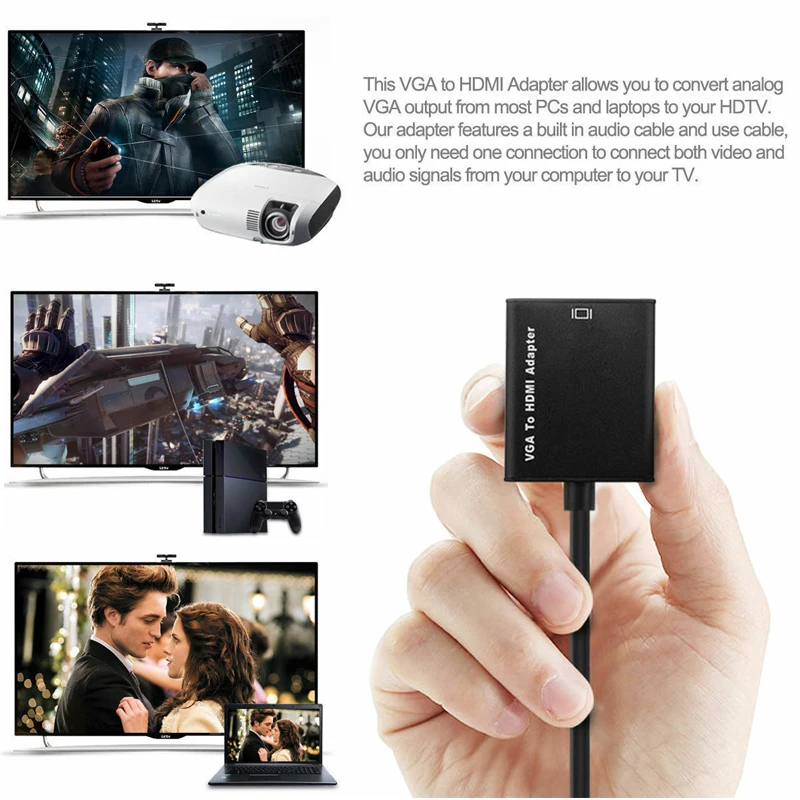 VGA к HDMI адаптер конвертер кабель мужчин и женщин аудио выход 1080P VGA к HDMI для ПК ноутбук к HDTV проектор ps4