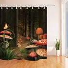 Занавеска для душа с декором в виде грибов, уникальная занавеска для душа в стиле Фэнтези темного леса, набор для ванной комнаты