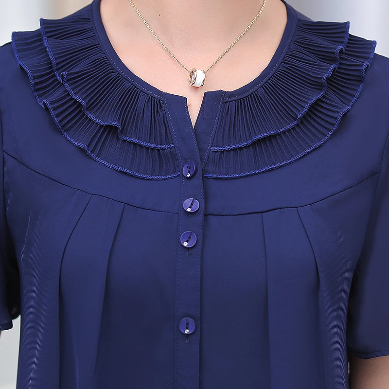 

Female Fashion Shirt European Style Design Woman Summer Loose Casual Tunic Patchwork Ruffle Short Sleeve Top Plus Size XL - 5XL