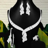 luxury african bowknot jewelry set for women wedding cubic zirconia dubai bridal set indian nigerian party jewelry set2020