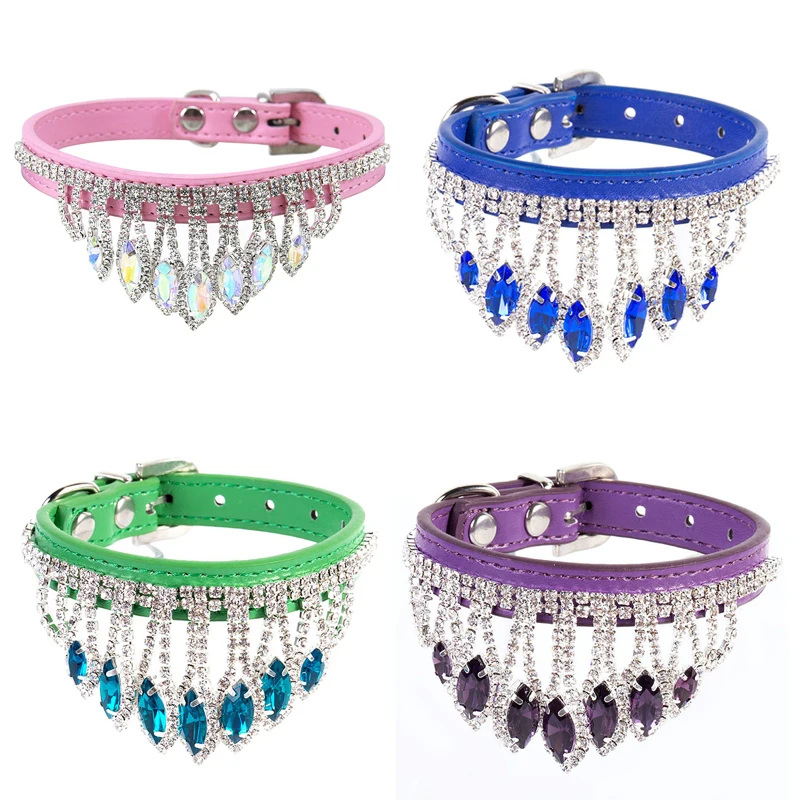 SUPREPET кисточкой алмаз кошка ожерелье искусственная кожа регулируемый ошейник для